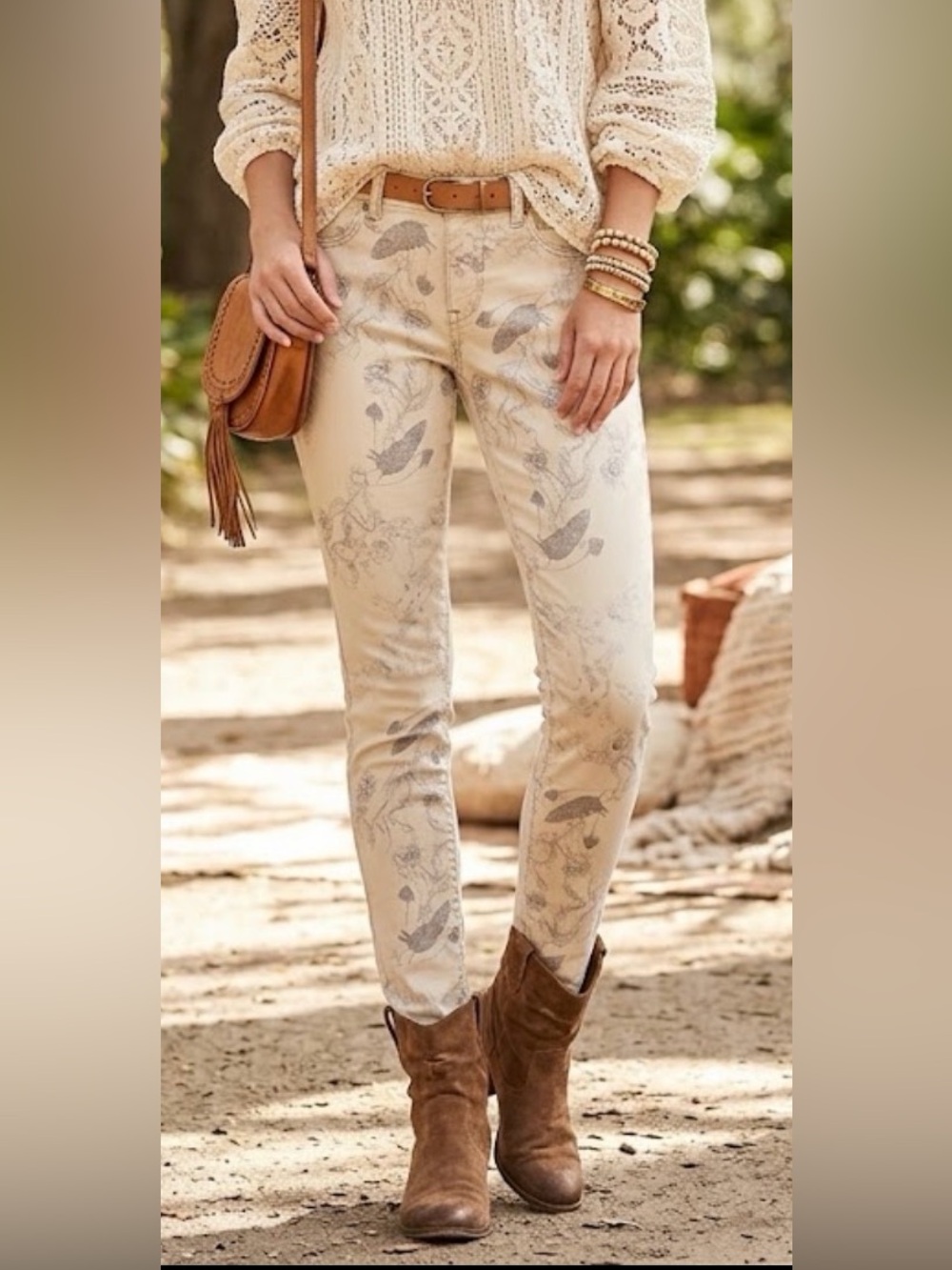 Free People Bohemian Printed Skinny Jean